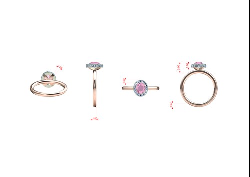 TECHNICAL IMAGE OF BESPOKE PINK SAPPHIRE HALO